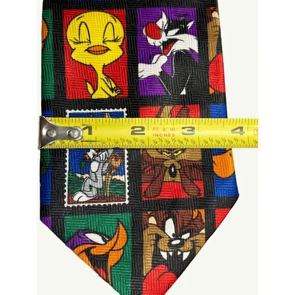 Looney Tunes Postage Stamp Collection Men's Necktie Tweety Bird Roadrunner - Picture 7 of 9